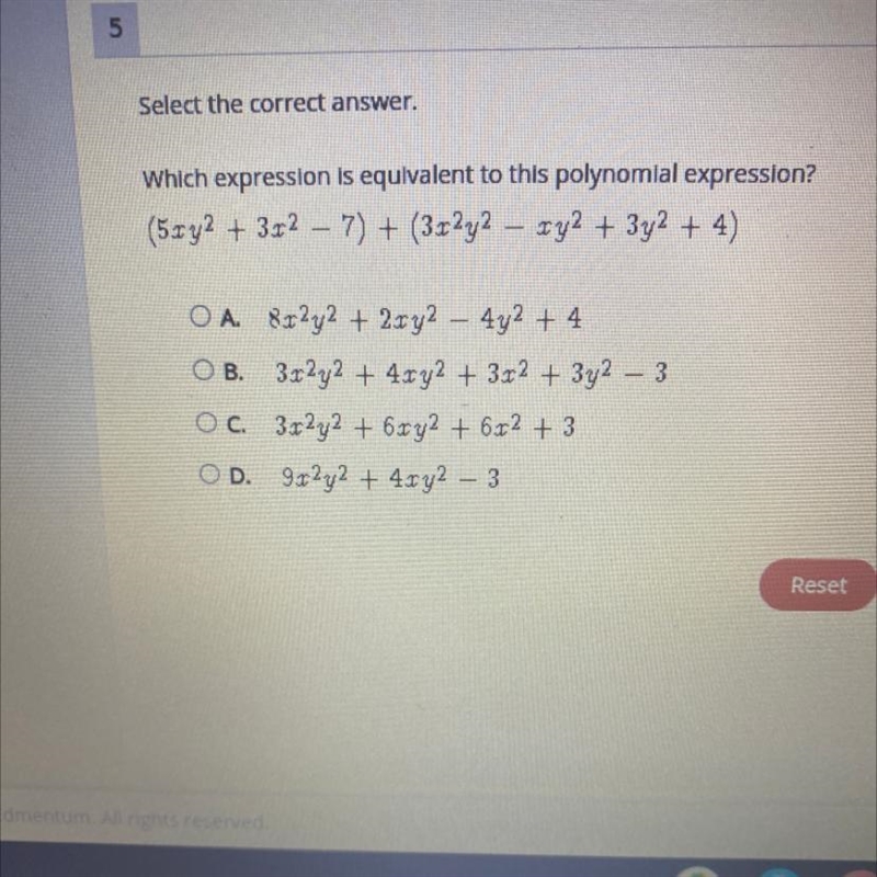 Select the correct answer. Which expression is equivalent to this polynomial expression-example-1