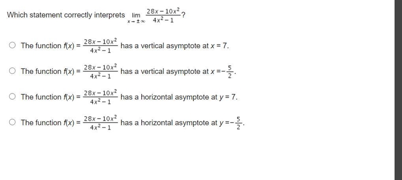 PLS HELP,, TIMED (SERIOUS ANSWERS PLS) Which statement correctly interprets Limit-example-1