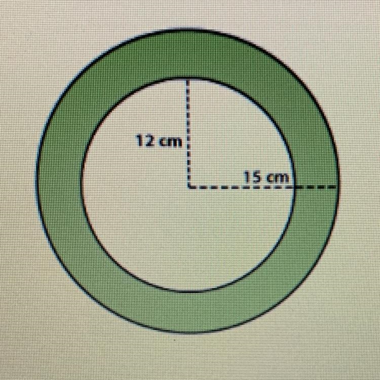 Find the area of the region shaded in green. Use 3.14 to approximate pi.-example-1