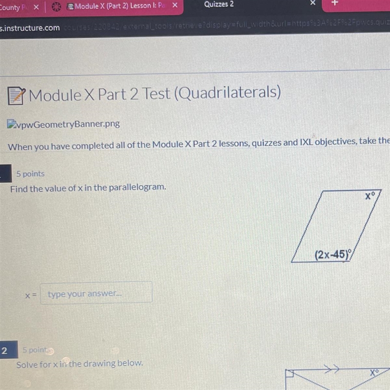 Find the value of x in the parallelogram.-example-1