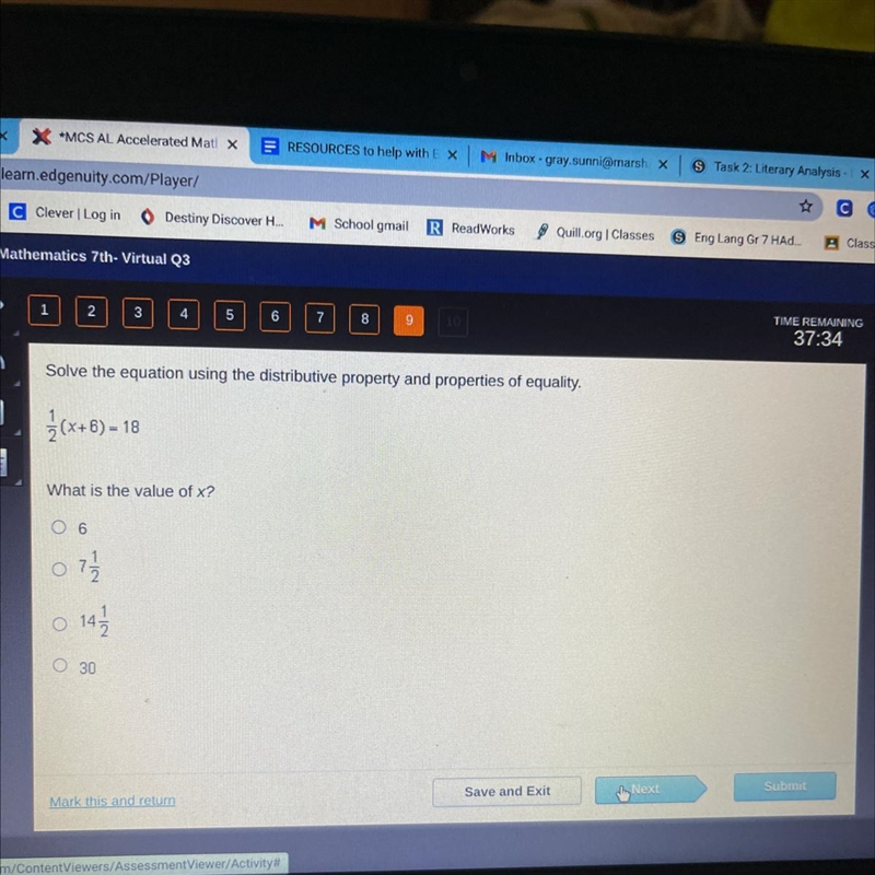 Solve the equation using the distributive property and properties of equality. }(x-example-1