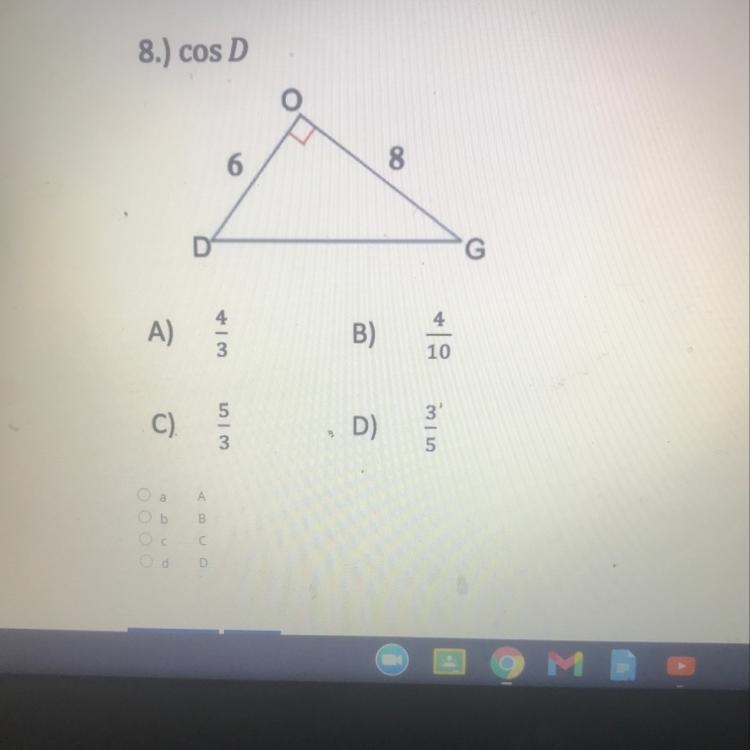 8.) cos D A B C D 6 8-example-1