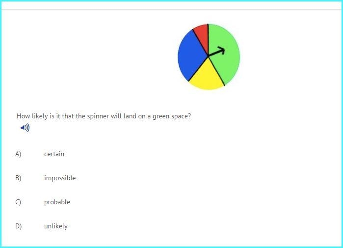 How likely is it that the spinner will land on a green space?-example-1