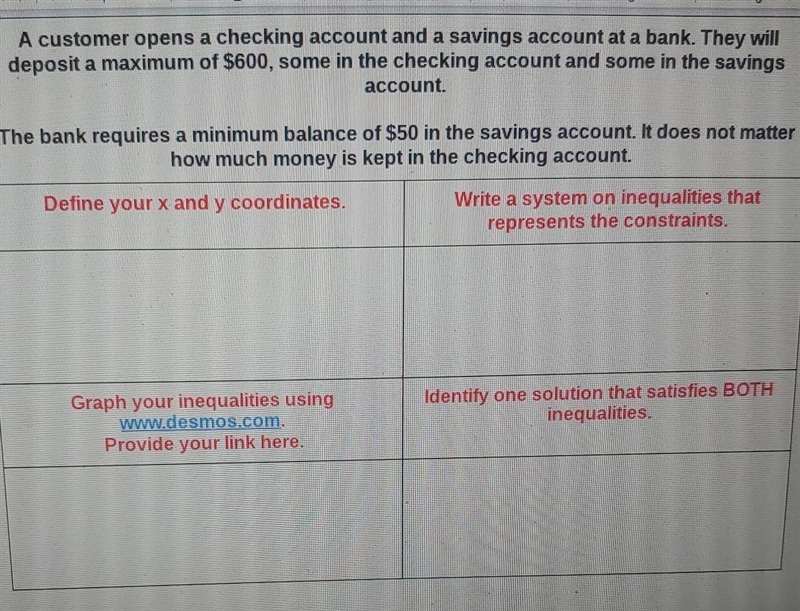 A customer opens a checking account and a savings account at a bank. They will deposit-example-1