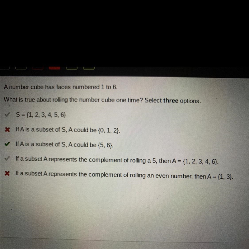 What number cube has faces numbered 1 to 6.-example-1