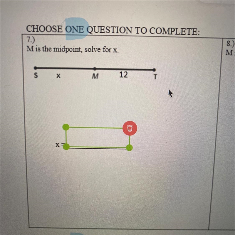 M is the midpoint solve for x-example-1