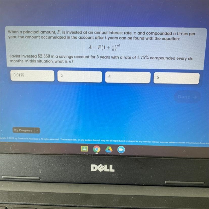 When a principal amount, P, is invested at an annual interest rate,r, and compounded-example-1