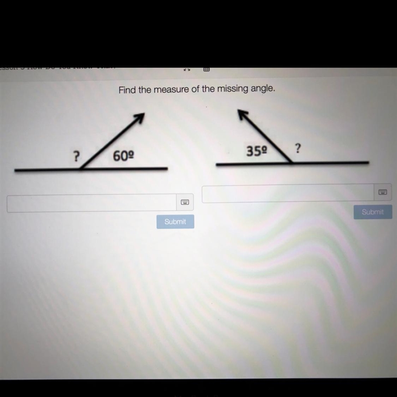 Find the measure of the missing angle-example-1