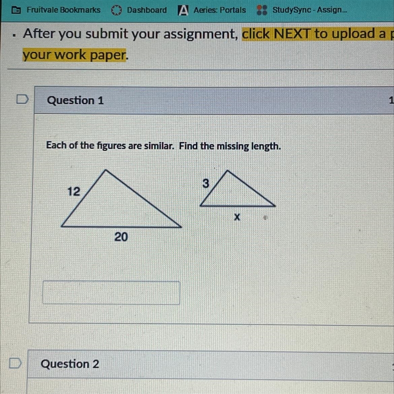 Each of the figures are similar. Find the missing length-example-1