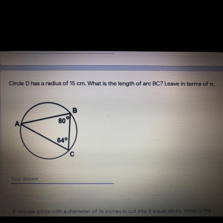 Question involving radius and arcs. need help-example-1