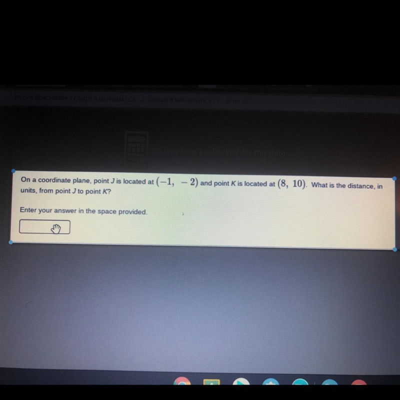 What is the distance in units,from point j to point k-example-1