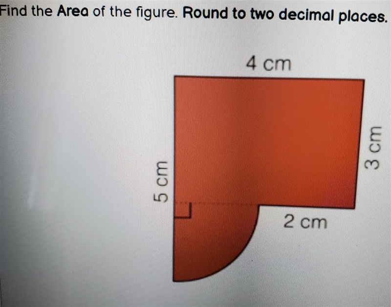 Find the Area of the figure. Round to two decimal places. 4 cm 3 cm 5 cm 2 cm​-example-1