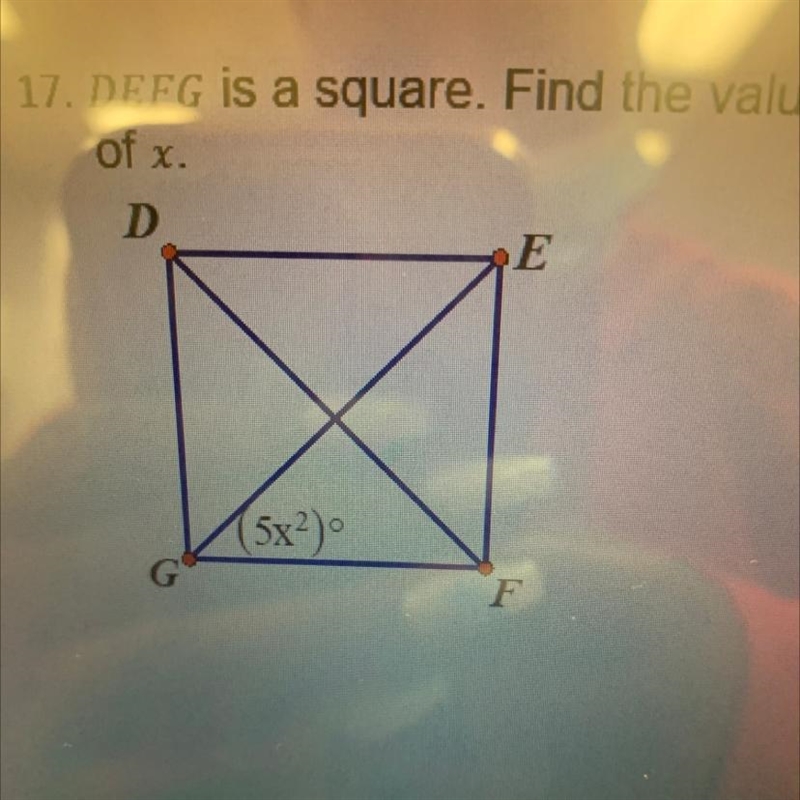 17. DEFG is a square. Find the value of x.-example-1