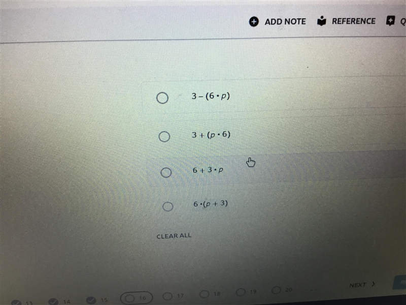 Which expression is equivalent to (6·p)+3-example-1