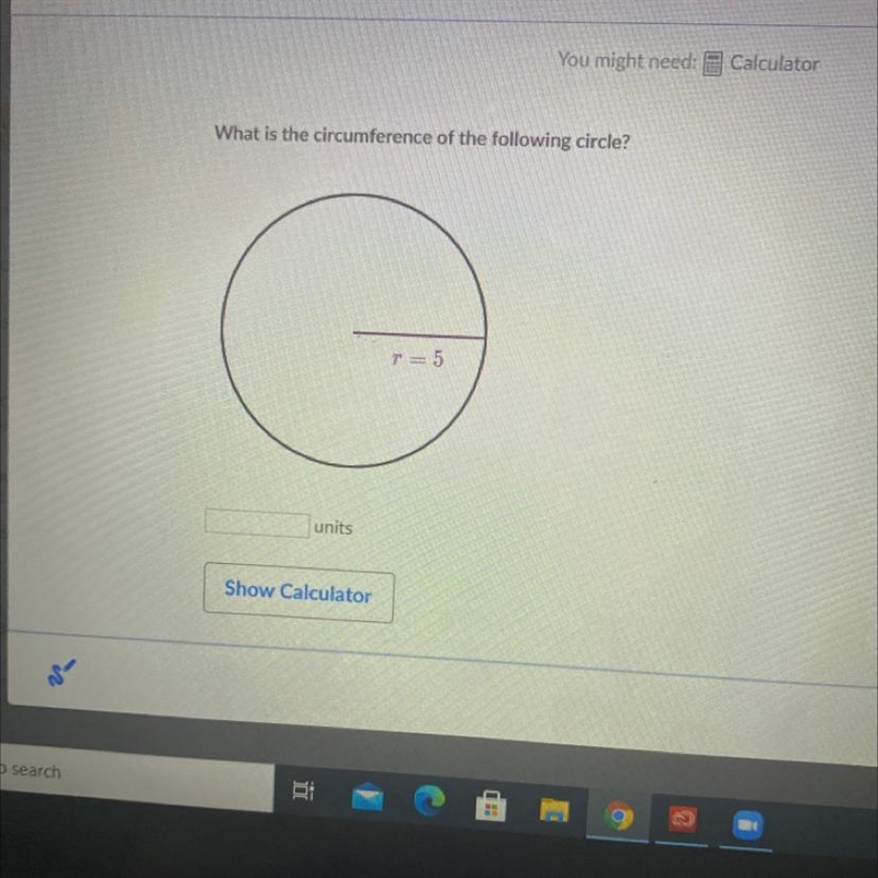 What is the circumference of the circle when there's a radius of 5-example-1