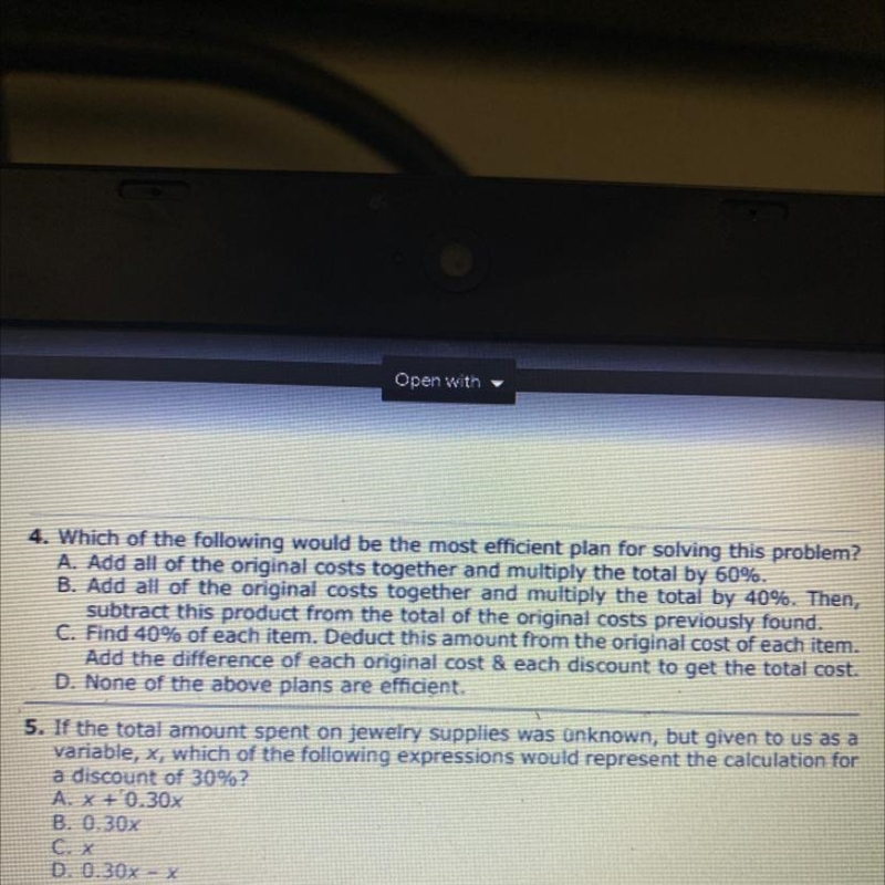 Which of the following would be the most efficient-example-1