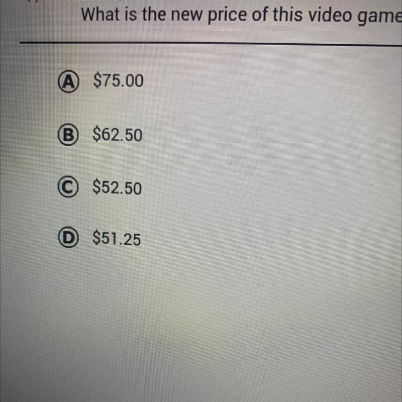 Last year a video game cost $50. Price increase by 25% this year. What is the new-example-1