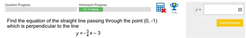 Find the equation of the straight line passing through the point (0, -1) which is-example-1