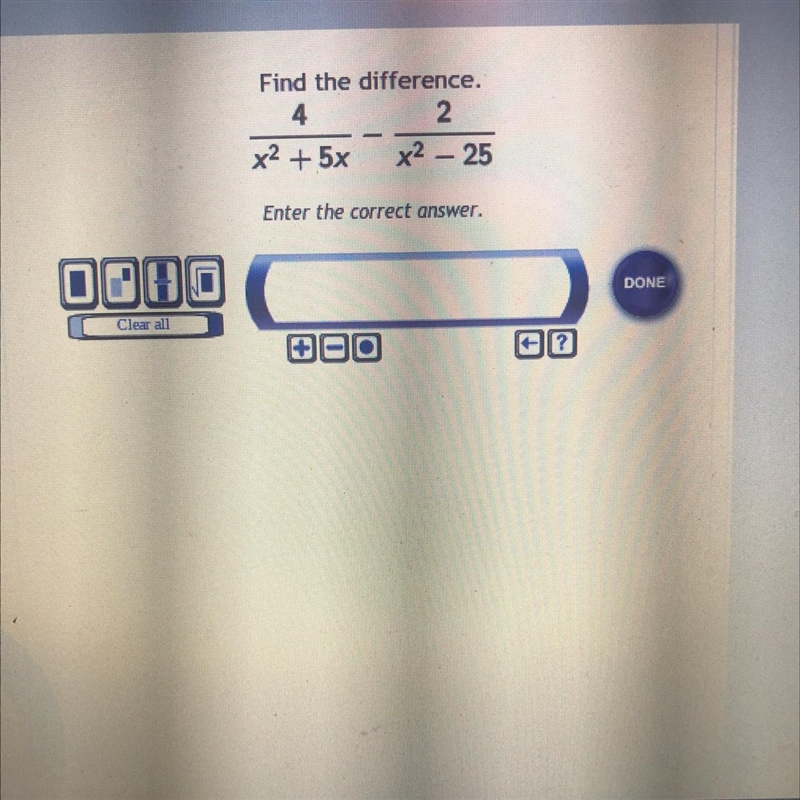 Find the difference 4/x^2+5 - 2/x^2-25-example-1