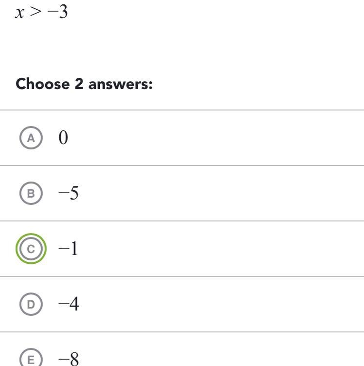 Select the values of x that make the inequality true x > -3-example-1