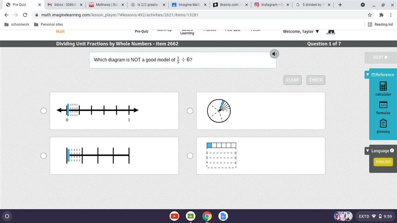 Which diagram is NOT a good model of 1/5÷6?-example-1