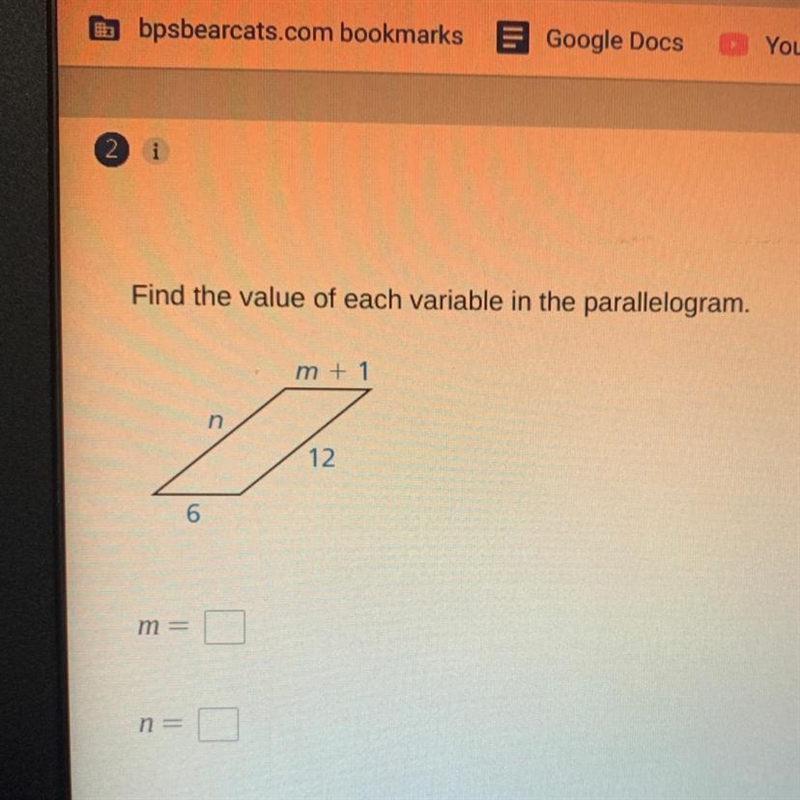 Find the value of each variable in the parallelogram-example-1