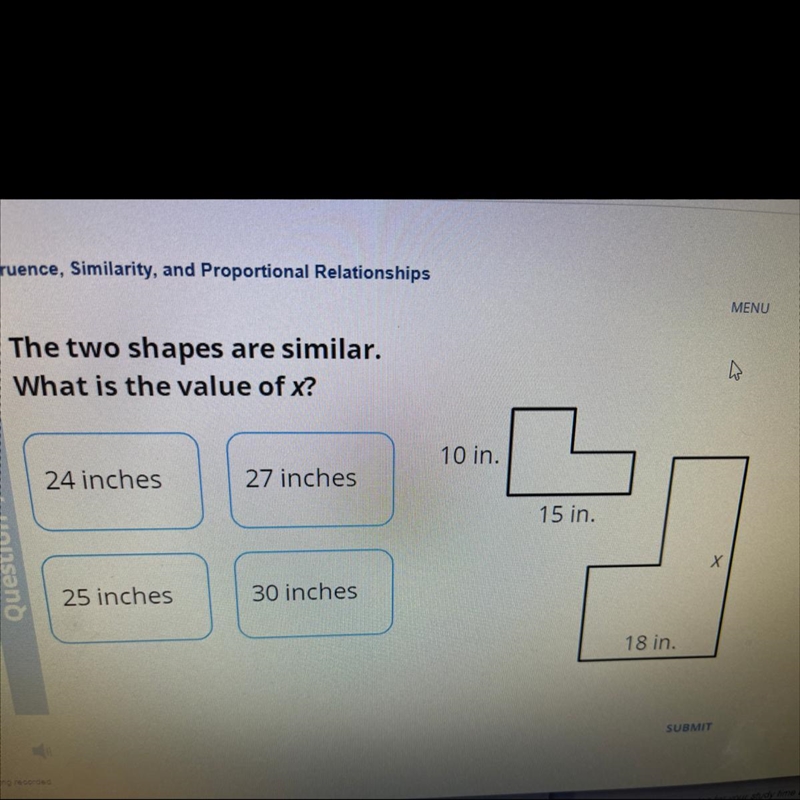 The two shapes are similar. What is the value of x?-example-1