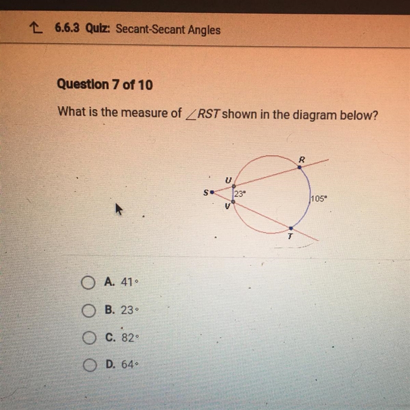 What is the measure of RST shown in the diagram below?-example-1