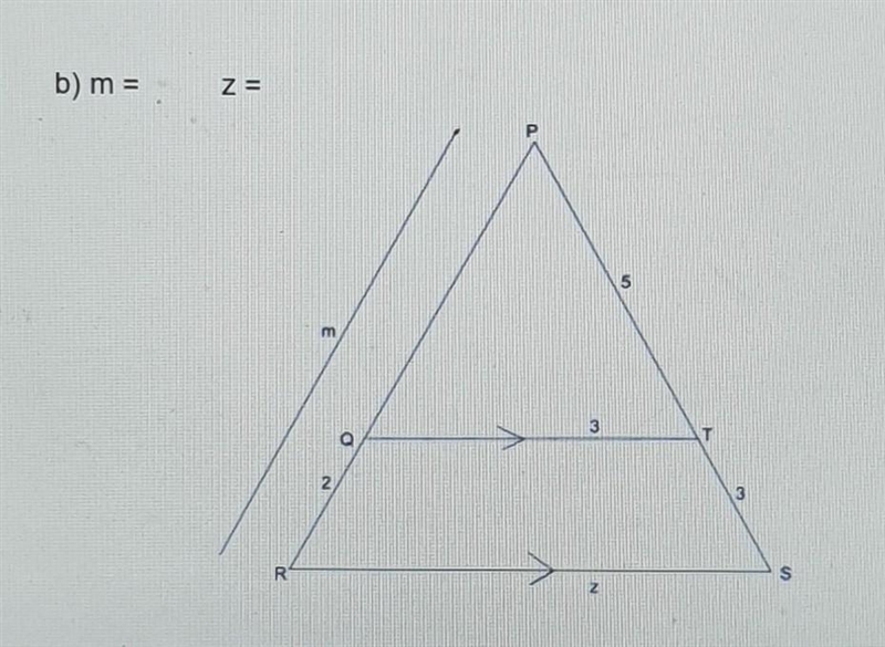 Find the sides marked with letters: m = ? z = ? ​-example-1