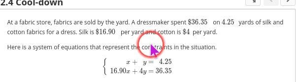 What does the solution to the system represent? Find the solution to the equations-example-1