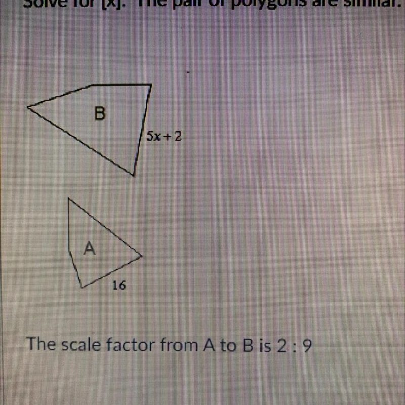 Solve for [x]. The pair of polygons are similar.-example-1