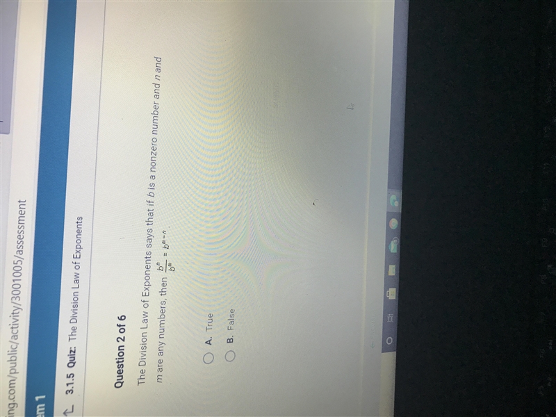 The Division Law of Exponents says that if bis a nonzero number and n and mare any-example-1