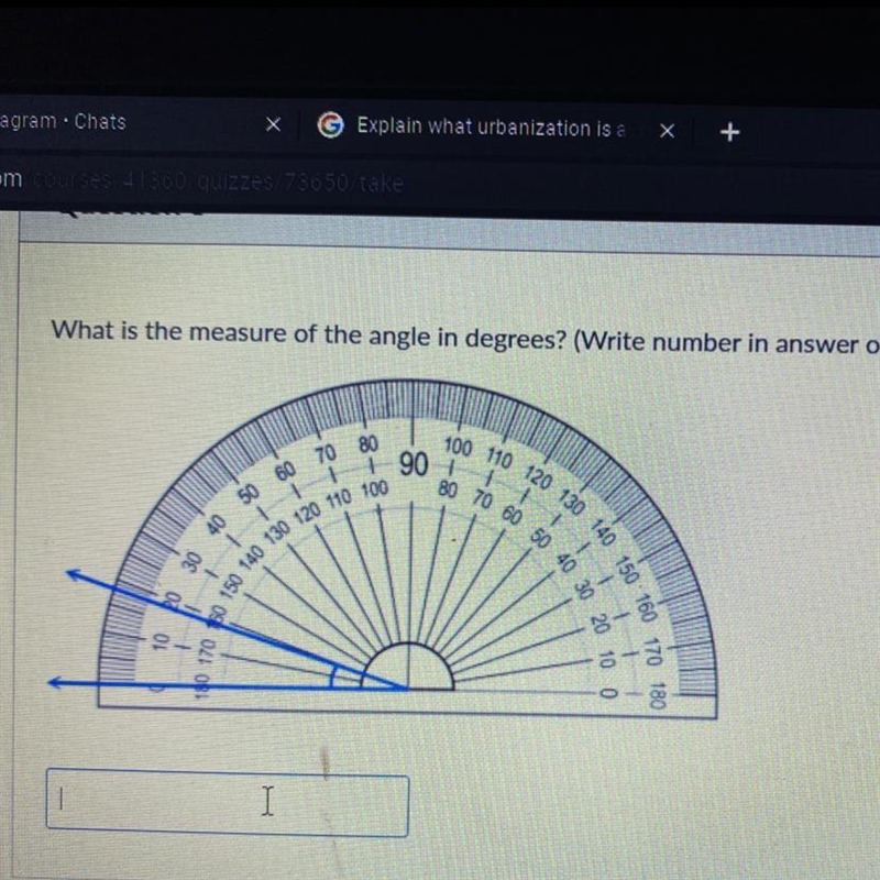 What is the measure of the angle in degrees? (Write number in answer only) help me-example-1