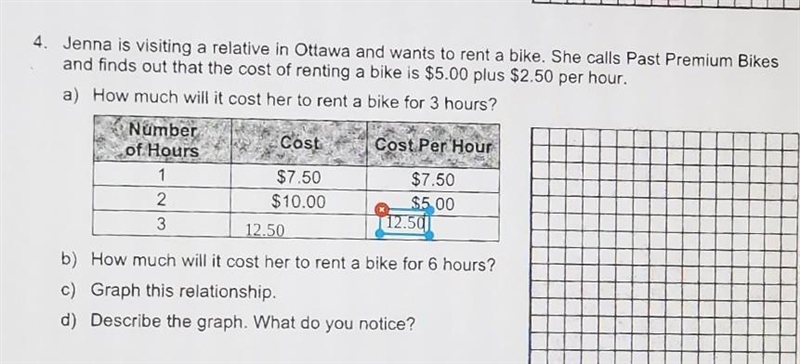 If renting a bike cost $5 plus $2.50 per hour how much will i costs for 6 hours​-example-1