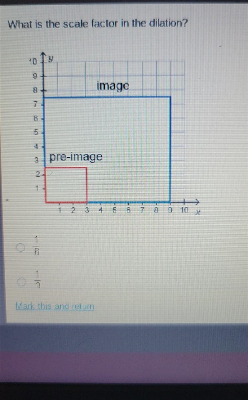 What is the scale factor in the dilation? PLEASE HURRY!!!​-example-1