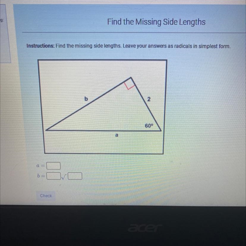 Find the missing side lengths-example-1