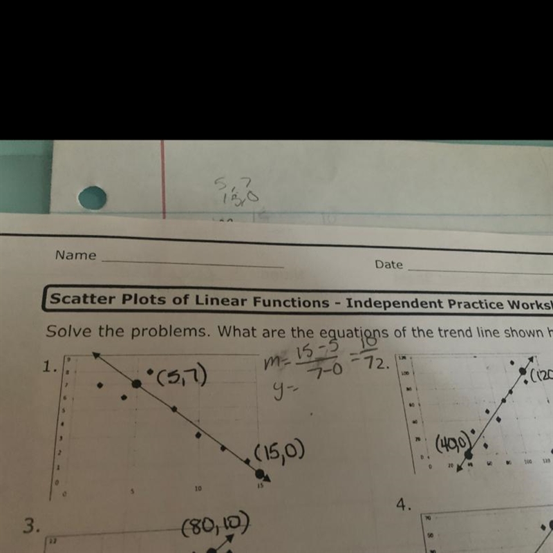 Somebody pls help Solve the problems. What are the equations of the trend line shown-example-1