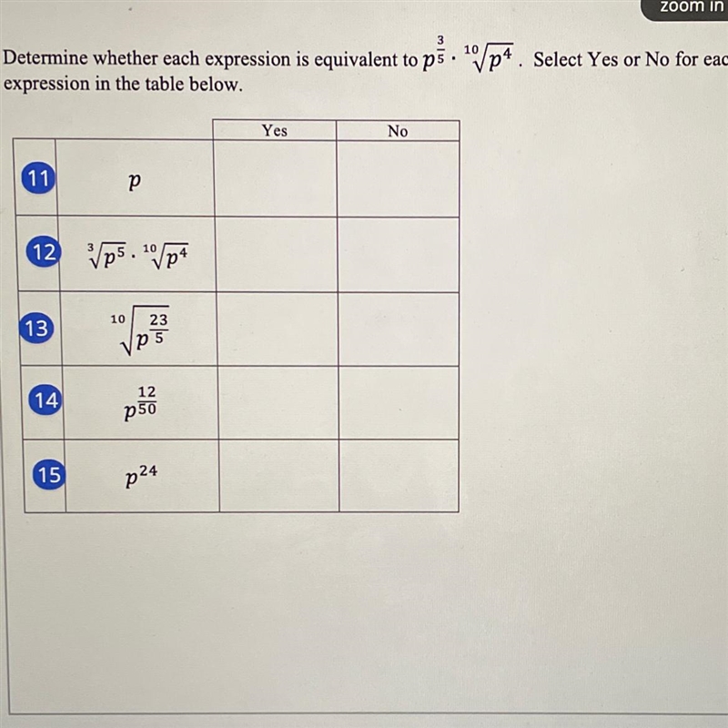 What expressions from the table are equivalent to that expression ?-example-1