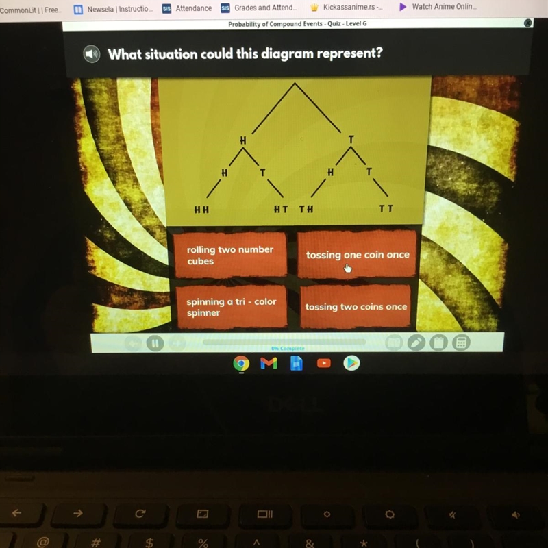 What situation could this diagram represent? rolling two number cubes tossing one-example-1