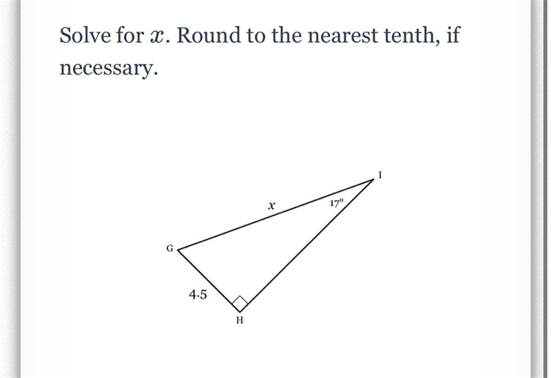 Solve for x. Round to the nearest tenth, if necessary.-example-1