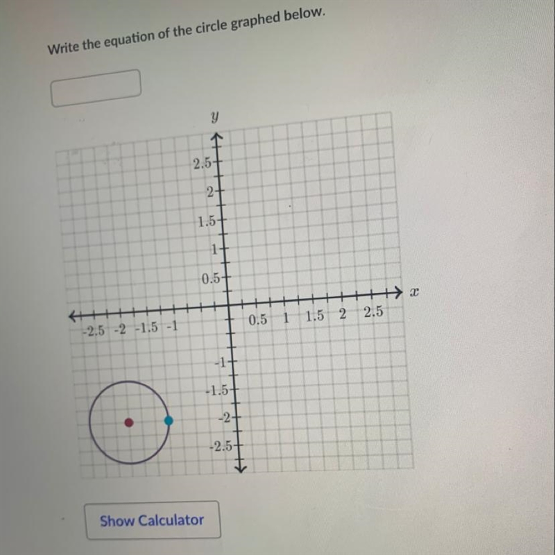 Write the equation of the circle graph below￼?????-example-1