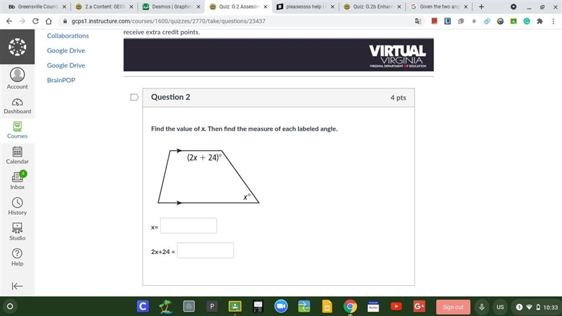 Pleasee help find the value of x then find the measure of each angle-example-1