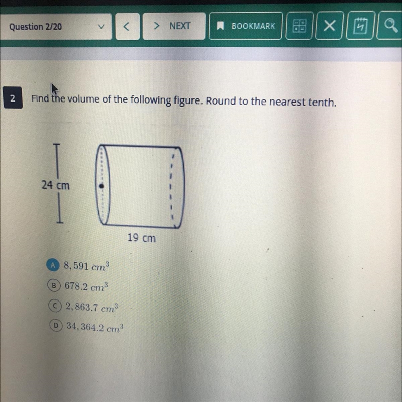 Find the volume of the following figure. Round to the nearest tenth.-example-1