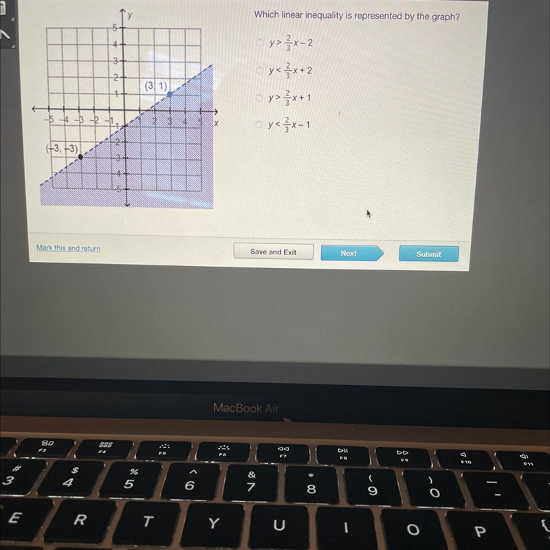 Which linear inequality is represented by the graph?-example-1