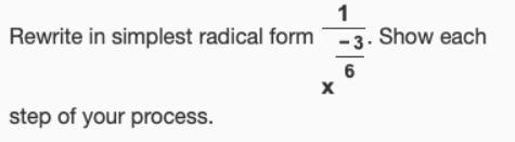 Please rewrite in simplest radical form (the problem in the photo below). Show each-example-1