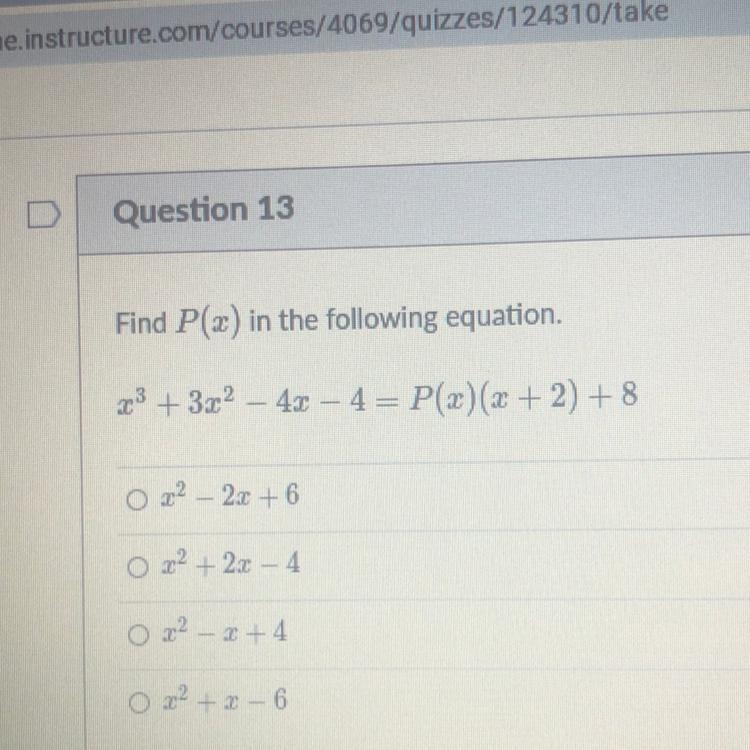 Find P(x) in the following equation. 23 + 3.02 – 43 – 4 = P(2)(x + 2) + 8-example-1