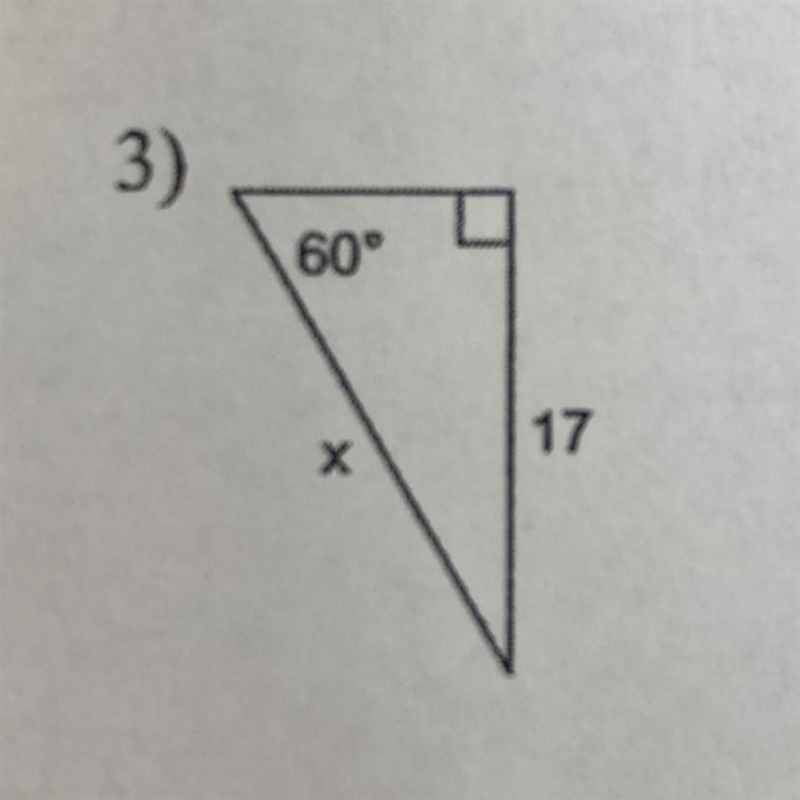 Solve for the missing side (x).-example-1