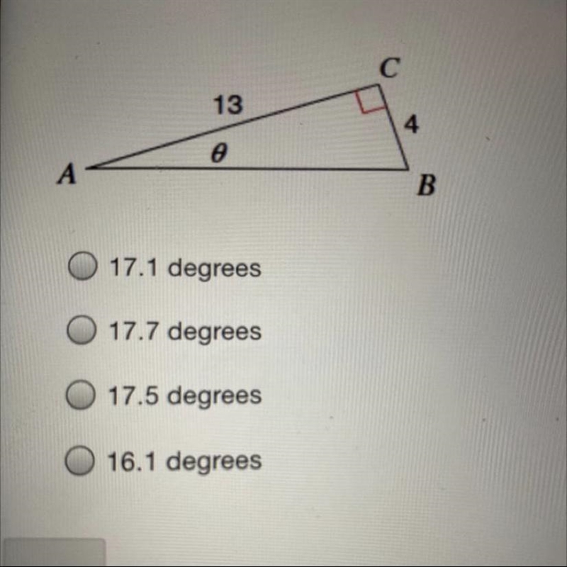 ￼￼ ￼￼ hurry please! 20 points. Find the measure of angle θ. Round your answer to the-example-1