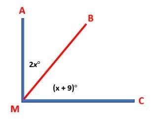 Using the measure of x. What is the measure of ∠AMB?-example-1