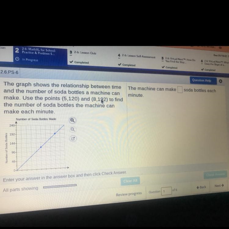 NEED HELP ASAP!! soda bottles each The machine can make minute. The graph shows the-example-1